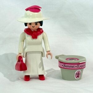 VNTG c.1987 Playmobil Lady with Purse and Hatbox